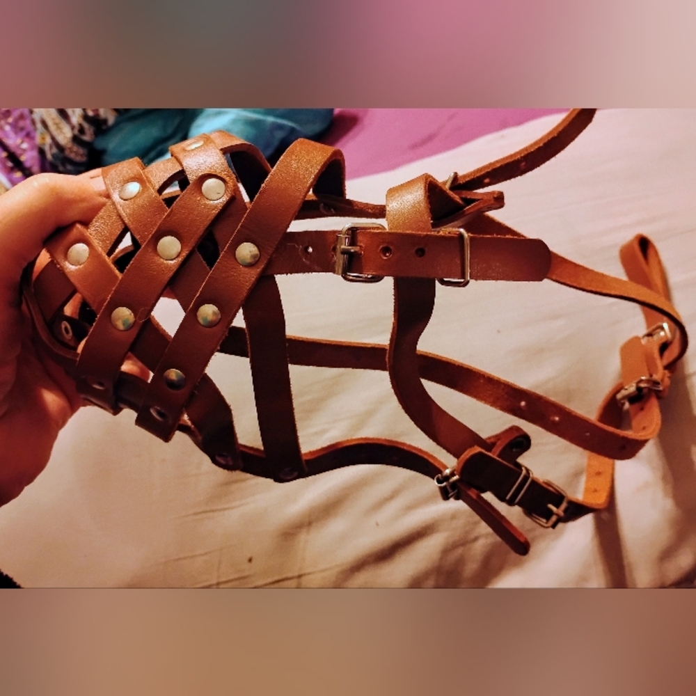New Leather Basket Dog Muzzle
